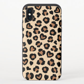 Animal Print, Brown Leopard, Cheetah Spots, Hearts iPhone X Slider Case