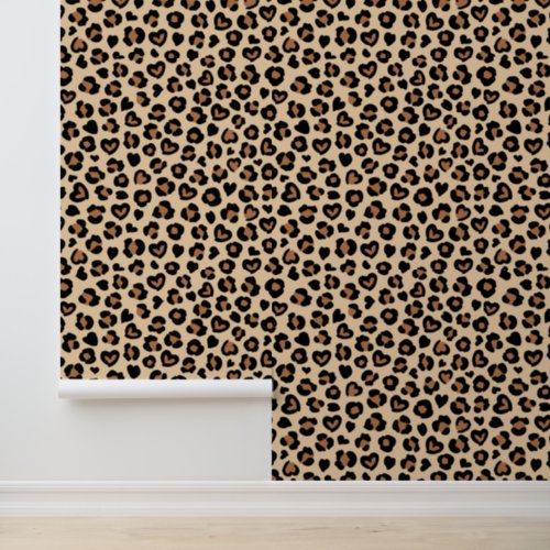 Animal Print Brown Leopard Cheetah Spots Hearts Wallpaper