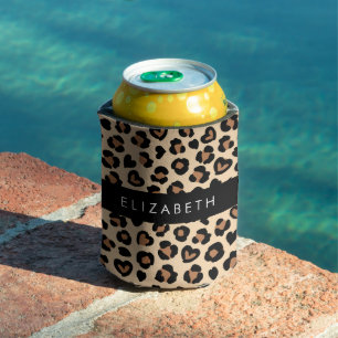 Animal Print, Brown Leopard, Hearts, Your Name Can Cooler