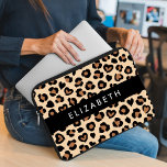 Animal Print, Brown Leopard, Hearts, Your Name Laptop Sleeve<br><div class="desc">Elegant,  stylish and sophisticated pattern with leopard spots and hearts in brown and black color. Modern and trendy gift,  perfect for the animal print lover in your life. Personalize by adding your name,  nickname,  monogram or initials.</div>