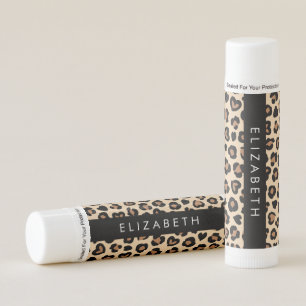 Animal Print, Brown Leopard, Hearts, Your Name Lip Balm