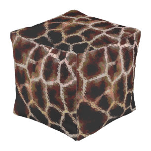 Animal Print Brown Outdoor Pouf