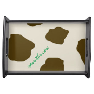 Animal Print Brown Spots Save the Cow Serving Tray
