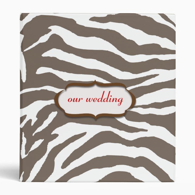 Animal print, brown zebra print 3 ring binder (Front)