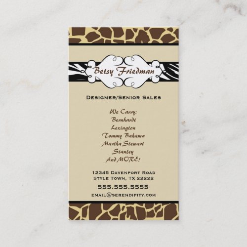 Animal Print Business Card