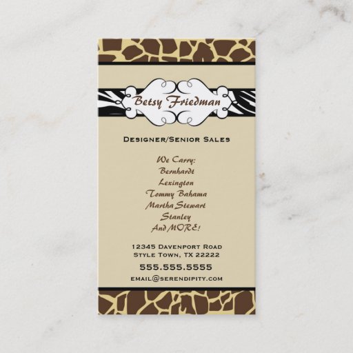 Customizable Animal Print Business Card