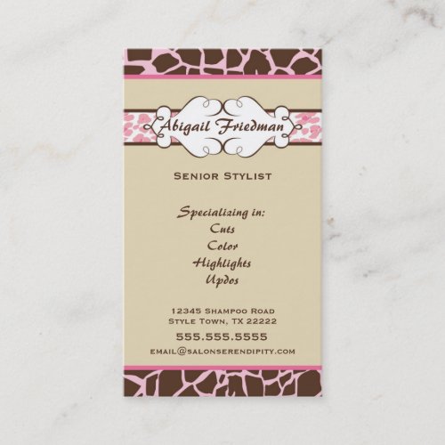 Animal Print Business Card: Pink