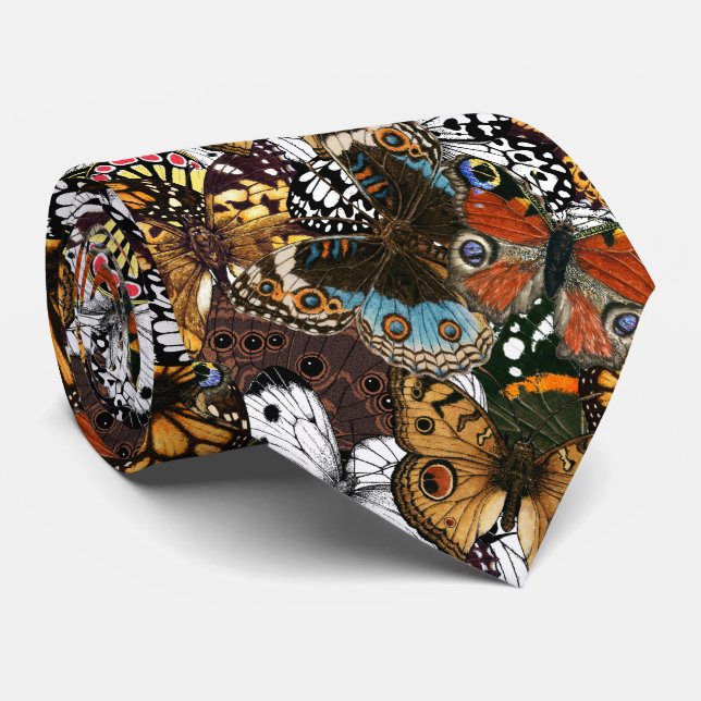 Animal print. Butterfly wings. Neck Tie (Rolled)