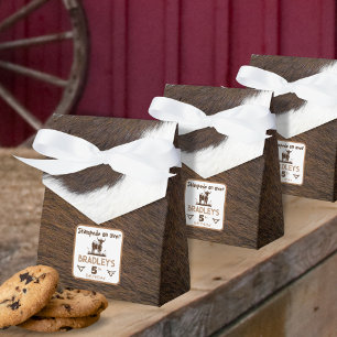 Animal Print Cattle Stampede Brown Birthday Favor Boxes