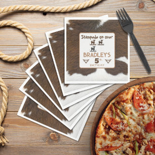 Animal Print Cattle Stampede Brown Birthday Napkins