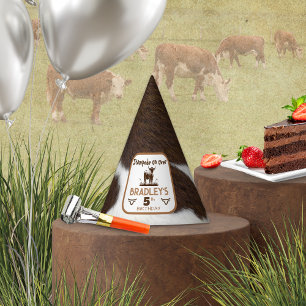 Animal Print Cattle Stampede Brown Birthday Party Hat