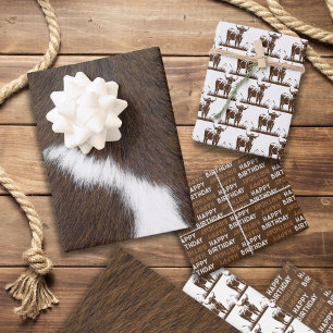Animal Print Cattle Stampede Brown  Wrapping Paper Sheets