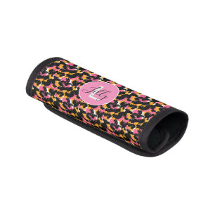 Animal Print Cheetah Pink Monogram Luggage Handle Wrap