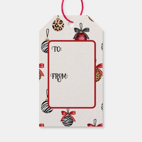 Animal Print Christmas Ornaments Pattern Design Gift Tags