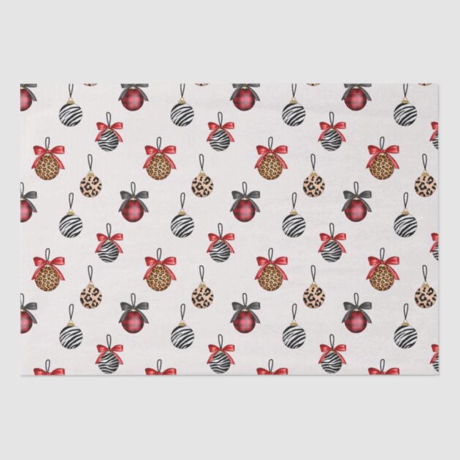 Animal Print Christmas Ornaments Pattern Design Wr Tissue Paper (Front)