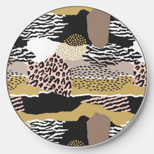 Animal Print Collage Leopard Print  Zebra Stripes Wireless Charger