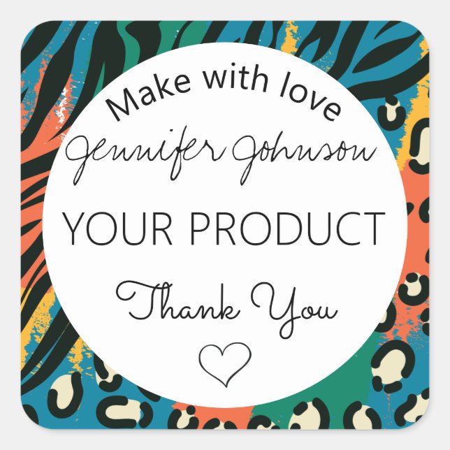 Animal Print Colorfu Square Sticker (Front)