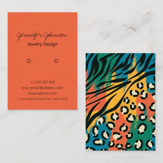 Animal Print Colorful Earring Holder Display Card (Front/Back)