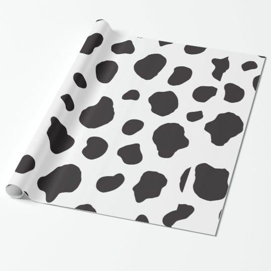 Animal Print, Cow Pattern, Cow Spots - White Black Wrapping Paper