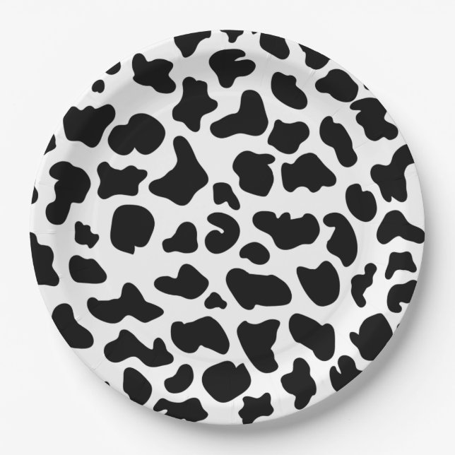Animal Print, Cow Print Gift Pattern, Farm Animal Paper Plates (Front)