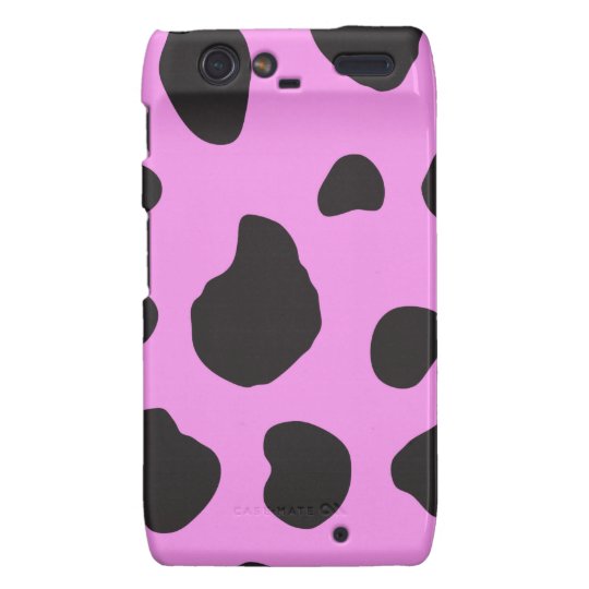 Animal Print, Cow Print, Spotted Cow - Pink Black Motorola Droid RAZR Case