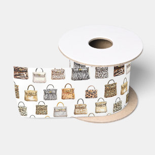 Animal Print Designer Handbag Fashion Pattern Satin Ribbon