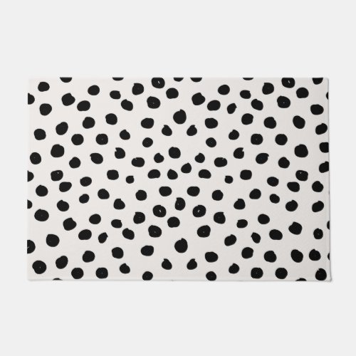 Animal Print Dots Black And White Dalmatian Doormat