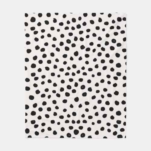 Animal Print Dots Black And White Dalmatian Fleece Blanket