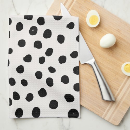 Animal Print Dots Black And White Dalmatian Kitchen Towel