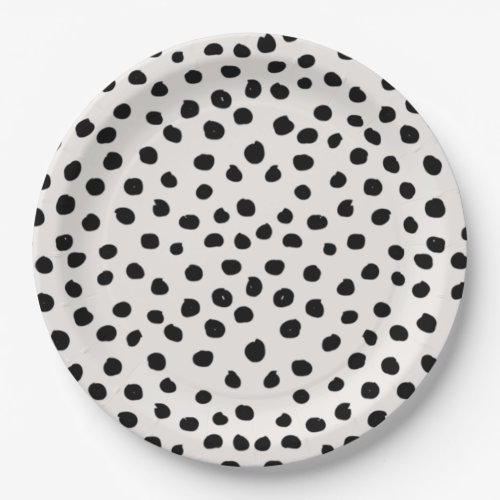 Animal Print Dots Black And White Dalmatian Paper Plates