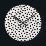 Animal Print Dots Black And White Dalmatian Round Clock<br><div class="desc">Animal Print - Black And White Dalmatian Inspired Dots.</div>