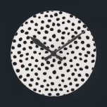 Animal Print Dots Black And White Dalmatian Round Clock<br><div class="desc">Animal Print - Black And White Dalmatian Inspired Dots.</div>