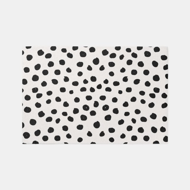 Animal Print Dots Black And White Dalmatian Rug (Front)