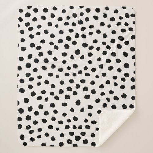 Animal Print Dots Black And White Dalmatian Sherpa Blanket