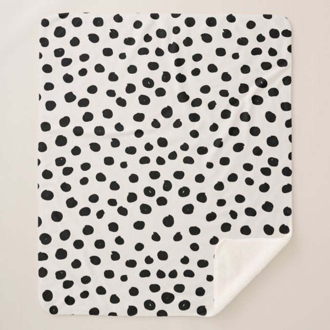 Animal Print Dots Black And White Dalmatian Sherpa Blanket (Front)