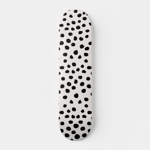 Animal Print Dots Black And White Dalmatian Skateboard