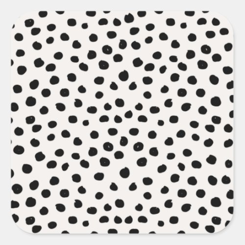 Animal Print Dots Black And White Dalmatian Square Sticker