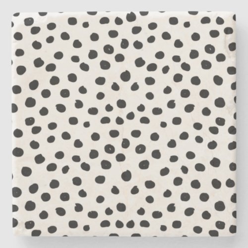 Animal Print Dots Black And White Dalmatian Stone Coaster