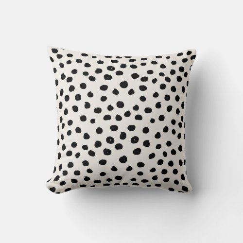 Animal Print Dots Black And White Dalmatian Throw Pillow