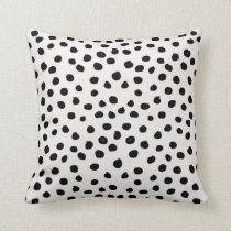 Animal Print Dots Black And White Dalmatian Throw Pillow