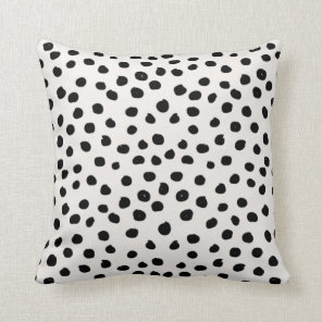 Animal Print Dots Black And White Dalmatian Throw Pillow