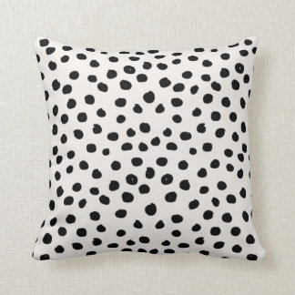 Animal Print Dots Black And White Dalmatian Throw Pillow