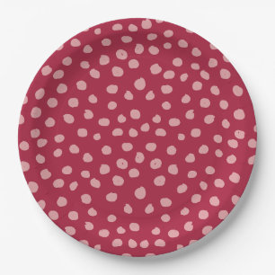 Animal Print Dots Magenta Paper Plates