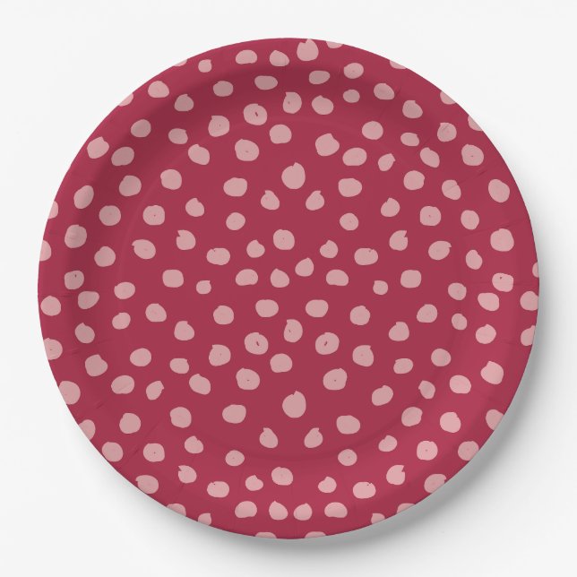 Animal Print Dots Magenta Paper Plates (Front)