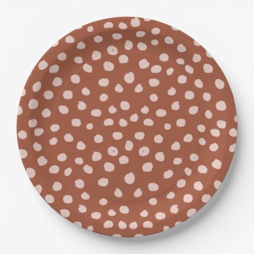 Animal Print Dots Rust Terracotta Dalmatian Paper Plates