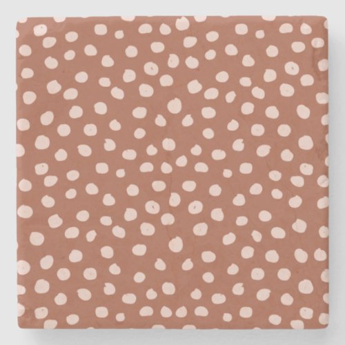 Animal Print Dots Rust Terracotta Dalmatian Stone Coaster