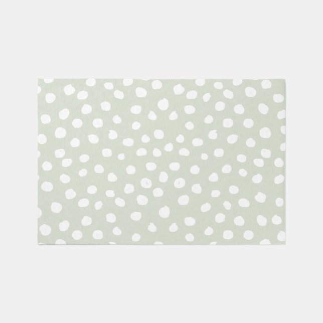 Animal Print Dots Sage Green And White Rug (Front)