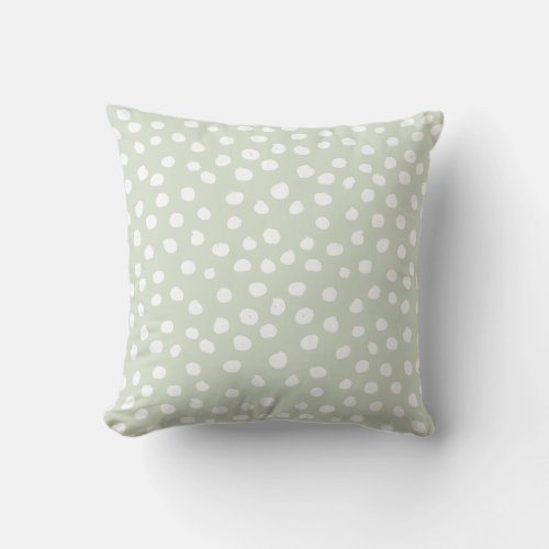 Animal Print Dots Sage Green And White Throw Pillow