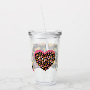Animal Print Faux Foil Monogrammed Pink Name Acry Acrylic Tumbler