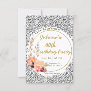 Animal print floral birthday invitation